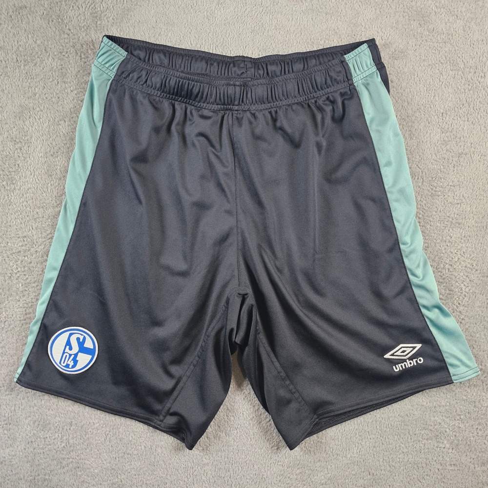 Umbro Mens FC Schalke 04 Soccer Shorts Black Teal XL Athletic Training